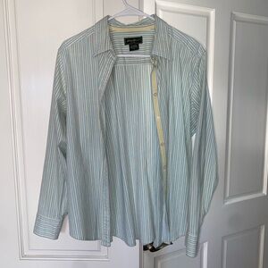Vintage Eddie Bauer Blue Yellow Striped Button Up Long Sleeve Shirt